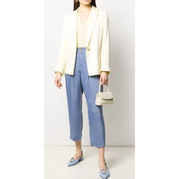 Vince Pants - Vince Blue Satin Tailored High-Waisted Trousers 6